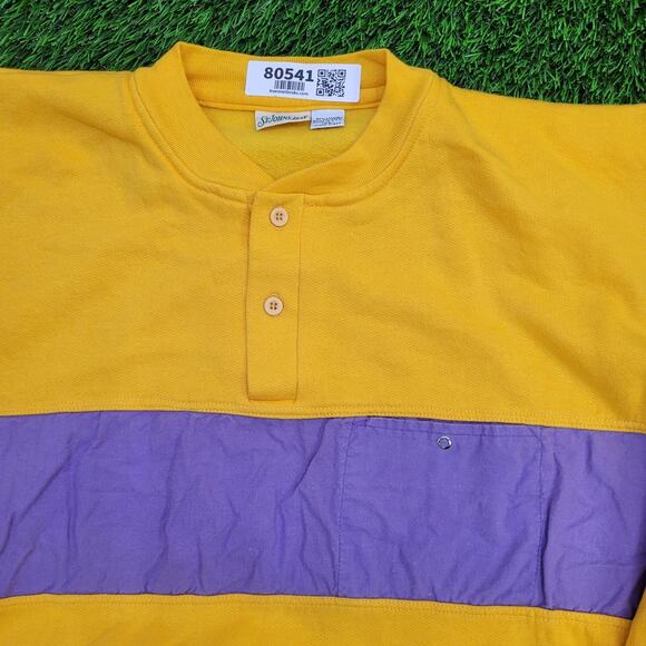Vintage St-Johns Bay Sweatshirt XL 24x25 Yellow Purple - Picture 3 of 10